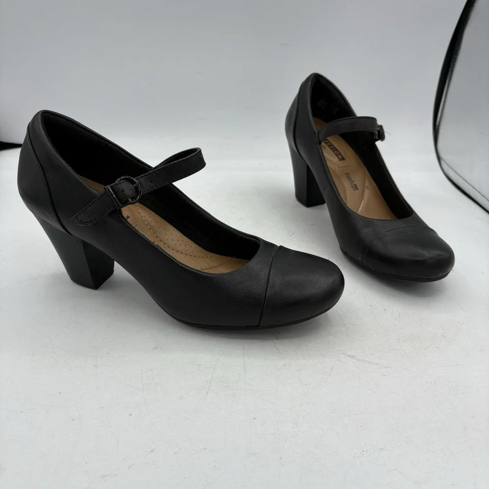 Clarks Shoes Womens Size 6 M Garnit Tianna Mary Jane Black Pump‎ Block Heels